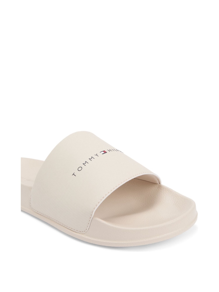 Tommy Hilfiger Brown Logo Textured Pool Slides - Image 6 of 6