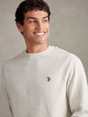 ホワイト - U.S. Polo Assn Vertical Texture Double Horsemen Sweatshirt - 画像 4 / 7