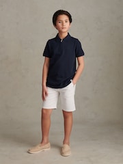 U.S. Polo Assn Blue Popcorn Texture Zip Polo Shirt - Image 4 of 8