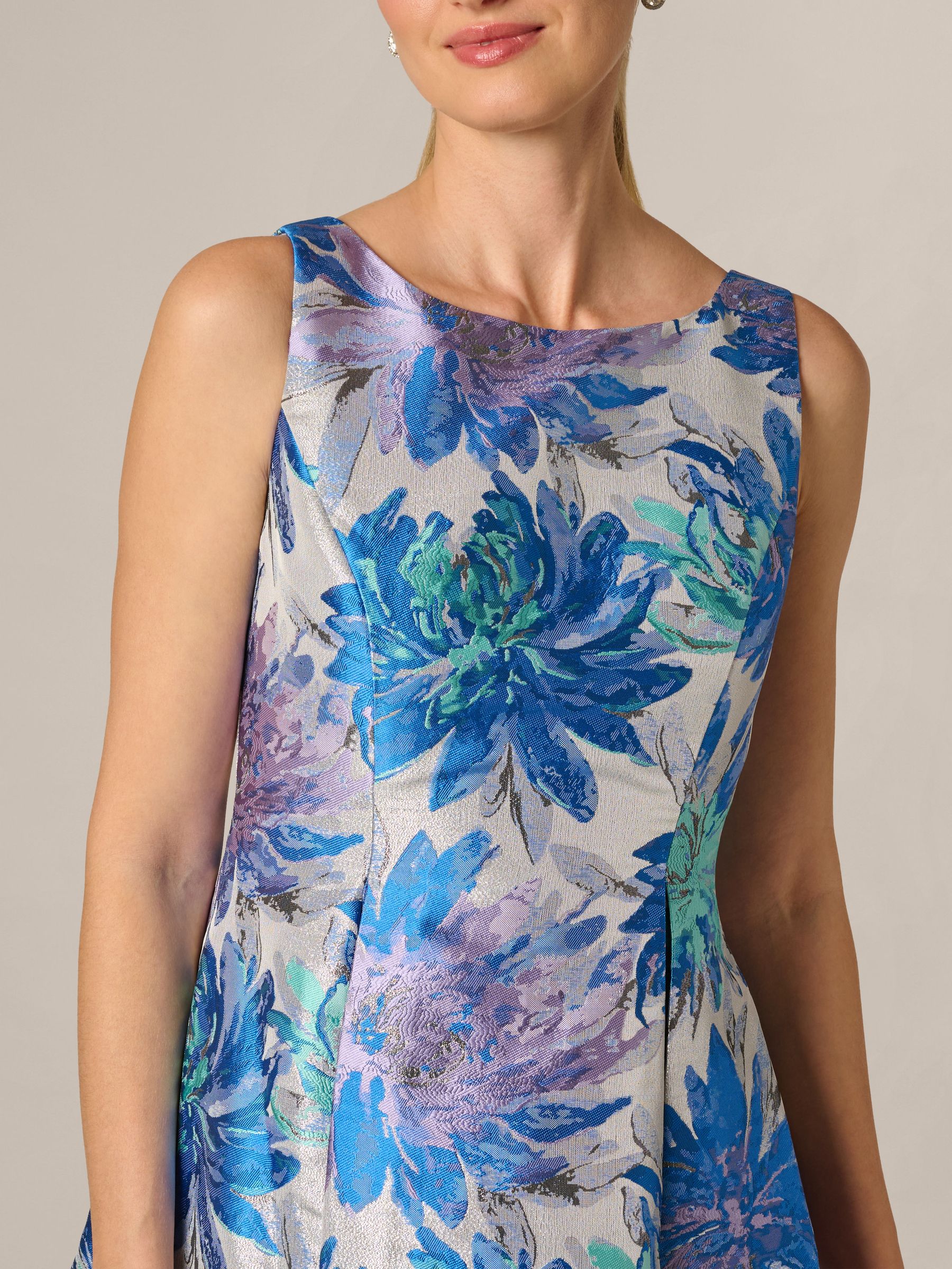 Buy Adrianna Papell Blue Jacquard Tea Length Dress from Next USA