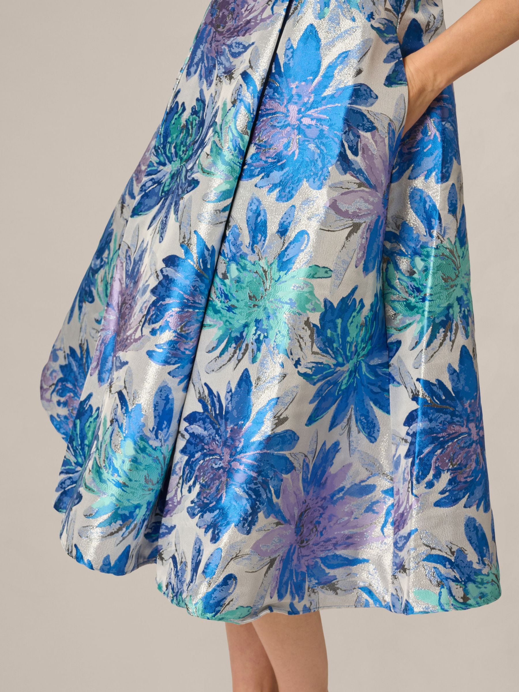 Buy Adrianna Papell Blue Jacquard Tea Length Dress from Next USA
