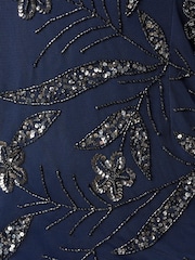 Adrianna Papell Blue Studio Bead Mesh Long Dress - Image 3 of 6