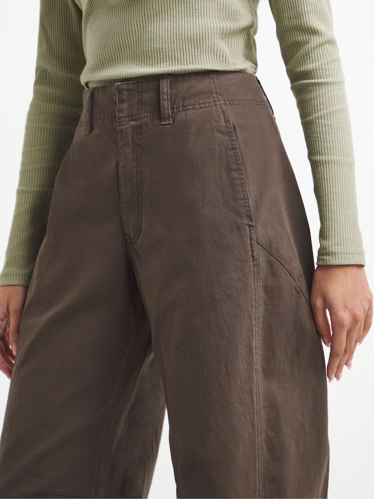Simply Be Brown Barrel Leg Trousers - Image 4 of 4