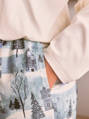 Bath & Body Works Blue Christmas Scene Long Sleeve Flannel Pyjamas - Image 5 of 8
