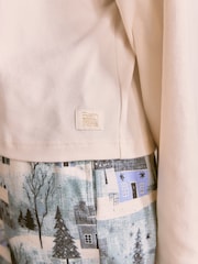 Bath & Body Works Blue Christmas Scene Long Sleeve Flannel Pyjamas - Image 6 of 8
