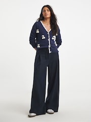 Simply Be Blue Cherry Pointelle Cardigan - Image 1 of 4