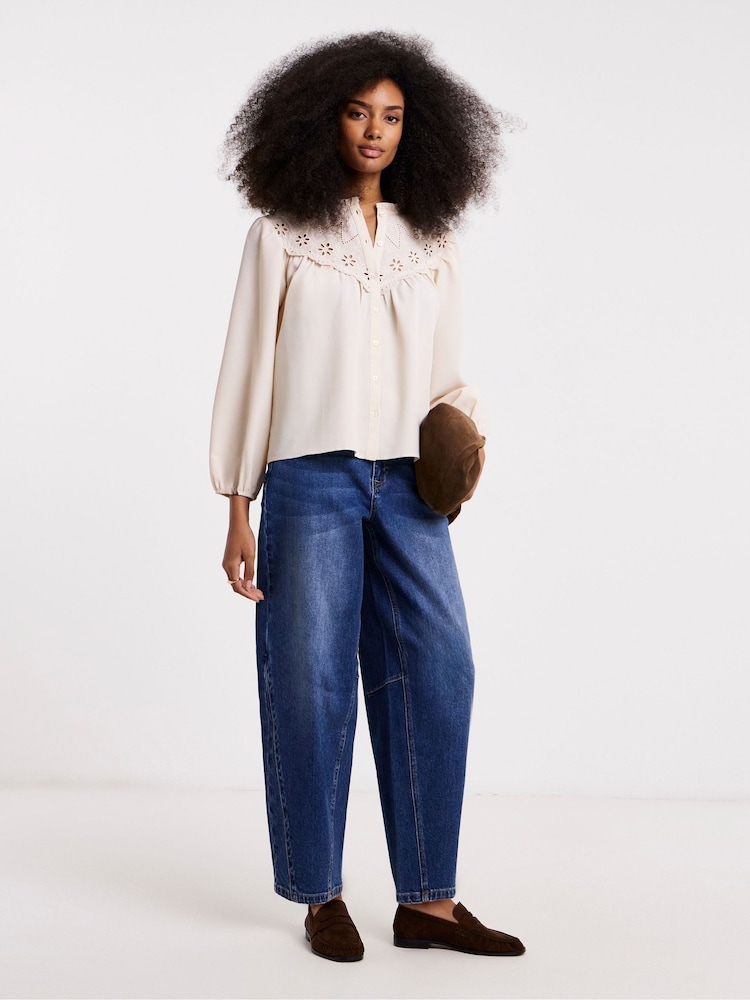 Simply Be Nude Broderie Yoke Blouse - Image 1 of 4