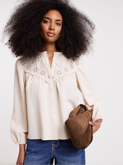 Simply Be Nude Broderie Yoke Blouse - Image 3 of 4