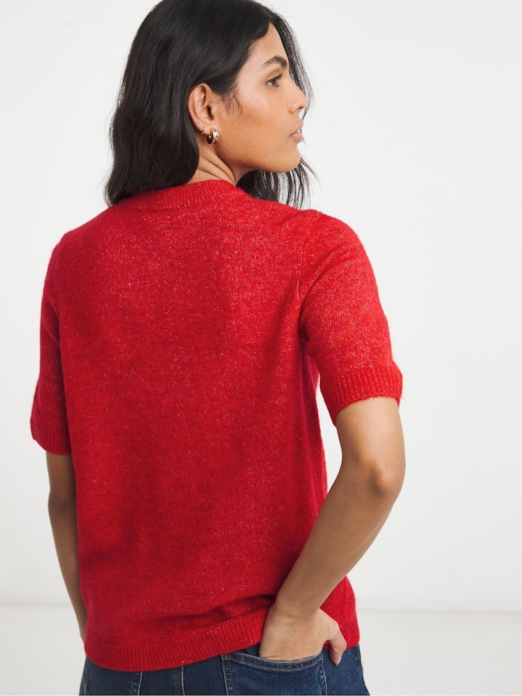 Simply Be Red Short Sleeve Cardigan - Image 2 of 4 Simply Be Red Short Sleeve Cardigan - Image 2 of 4