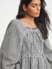 Simply Be Black Gingham Square Neck Blouse - Image 3 of 4