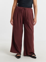 Simply Be Natural Pleat Front Extreme Wide Leg Trousers - Image 2 of 4
