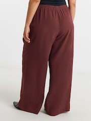 Simply Be Natural Pleat Front Extreme Wide Leg Trousers - Image 3 of 4