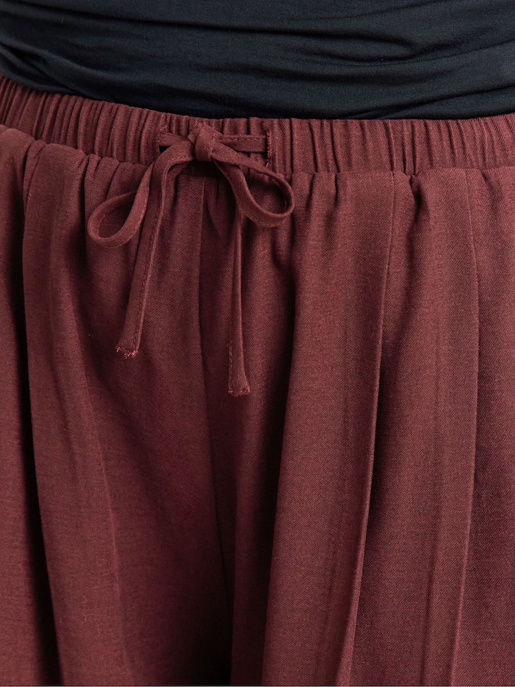 Simply Be Natural Pleat Front Extreme Wide Leg Trousers - Image 4 of 4