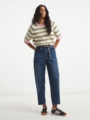 Simply Be Green Stripe Half Sleeve Jumper - Image 1 of 4