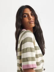 Simply Be Green Stripe Half Sleeve Jumper - Image 4 of 4
