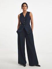 Simply Be Blue Chambray Look Waist Coat - Image 1 of 4