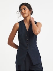 Simply Be Blue Chambray Look Waist Coat - Image 3 of 4