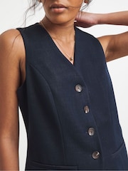 Simply Be Blue Chambray Look Waist Coat - Image 4 of 4