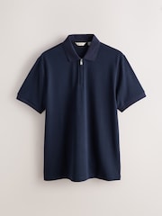 Navy Signature Zip Neck Polo Shirt - Image 6 of 8