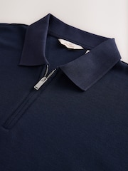 Navy Signature Zip Neck Polo Shirt - Image 7 of 8