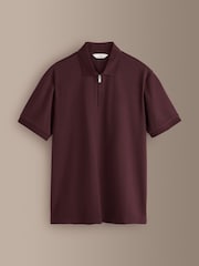 Purple Fig Signature Zip Neck Polo Shirt - Image 1 of 3