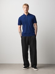 Blue Regular Fit Smart Jaquard Polo Shirt - Image 3 of 8