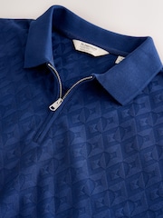 Blue Regular Fit Smart Jaquard Polo Shirt - Image 7 of 8