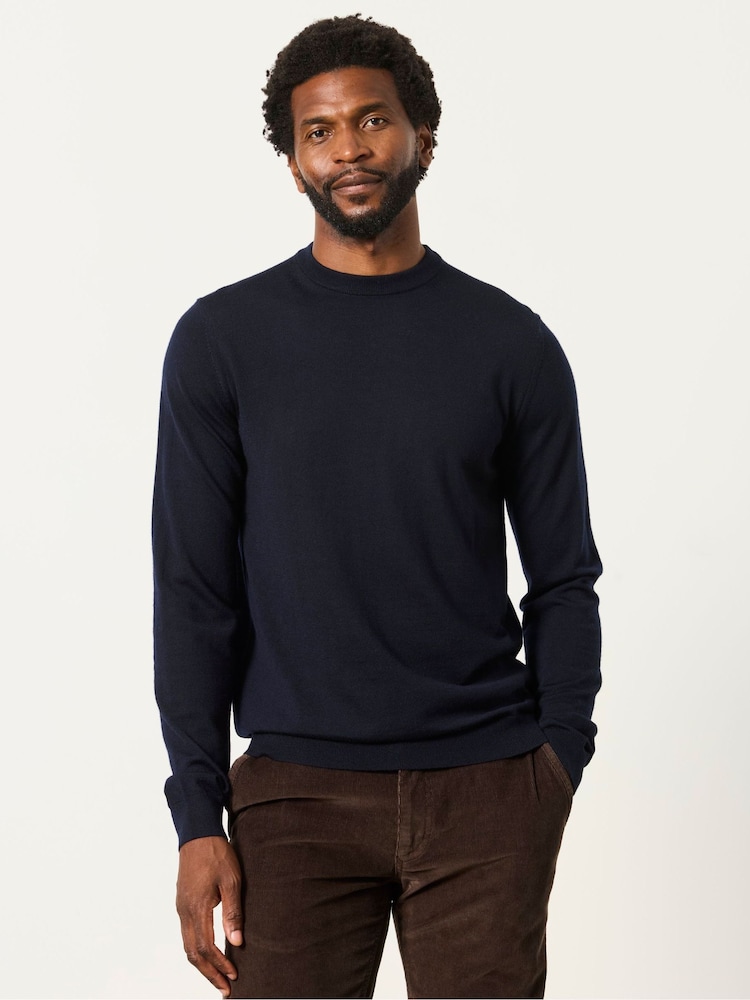 أزرق داكن - FatFace Malton Merino Crew Neck Knitted Jumper - صورة 1 من 6