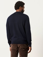 أزرق داكن - FatFace Malton Merino Crew Neck Knitted Jumper - صورة 2 من 6