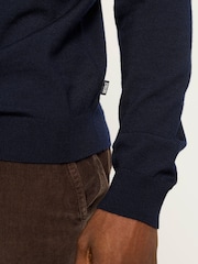 أزرق داكن - FatFace Malton Merino Crew Neck Knitted Jumper - صورة 3 من 6