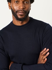 أزرق داكن - FatFace Malton Merino Crew Neck Knitted Jumper - صورة 4 من 6