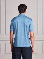 Blue Marl Signature Supima Smart Zip Neck Polo Shirt - Image 4 of 9