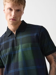 Green/Black Heritage Check Cotton Regular Fit Polo Shirt - Image 1 of 8