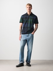 Green/Black Heritage Check Cotton Regular Fit Polo Shirt - Image 2 of 8