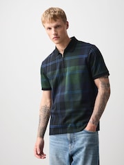 Green/Black Heritage Check Cotton Regular Fit Polo Shirt - Image 3 of 8