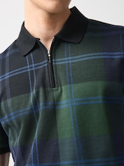 Green/Black Heritage Check Cotton Regular Fit Polo Shirt - Image 5 of 8