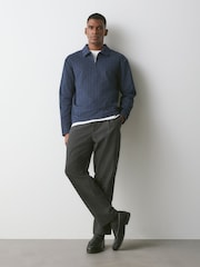 Navy Heritage Herringbone Long Sleeve Polo Shirt - Image 2 of 7