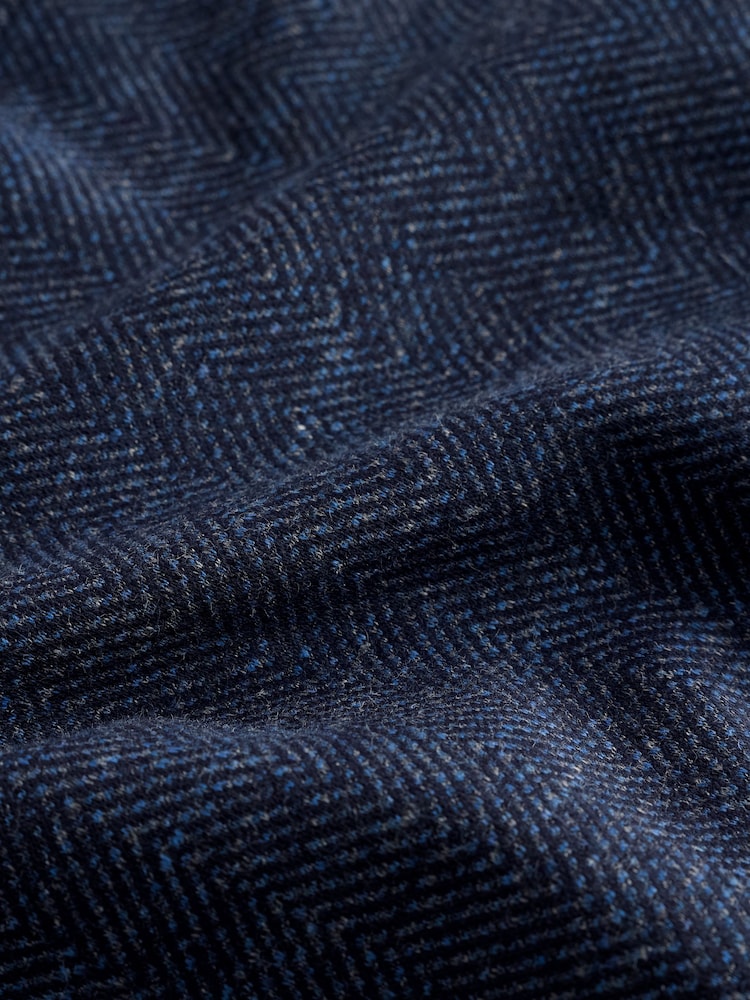 Navy Heritage Herringbone Long Sleeve Polo Shirt - Image 7 of 7