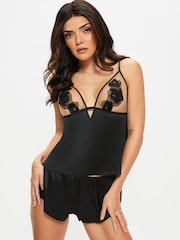 Ann Summers Black Delphine Satin Cami Set - Image 1 of 5