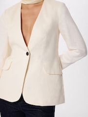 أبيض - Whistles Collarless Linen Blazer - Image 4 of 4