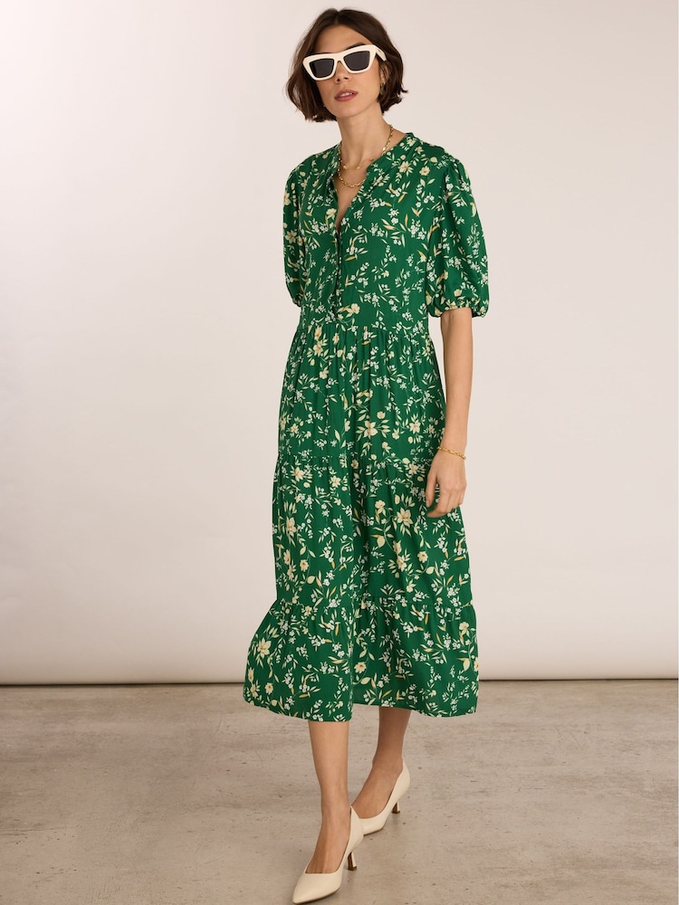 Baukjen Green Mariella Printed Midi Dress - Image 1 of 5