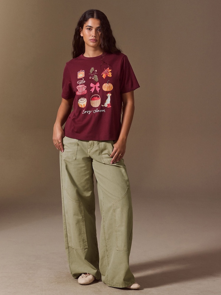 Autumn Graphic Crew Neck Girlfriend T-Shirt - Image 1 of 5 Autumn Graphic Crew Neck Girlfriend T-Shirt - Image 1 of 5