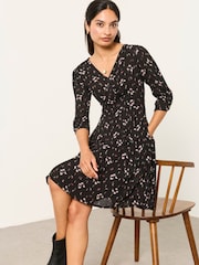 FatFace Anya Black Roses Spot Dress - Image 3 of 6