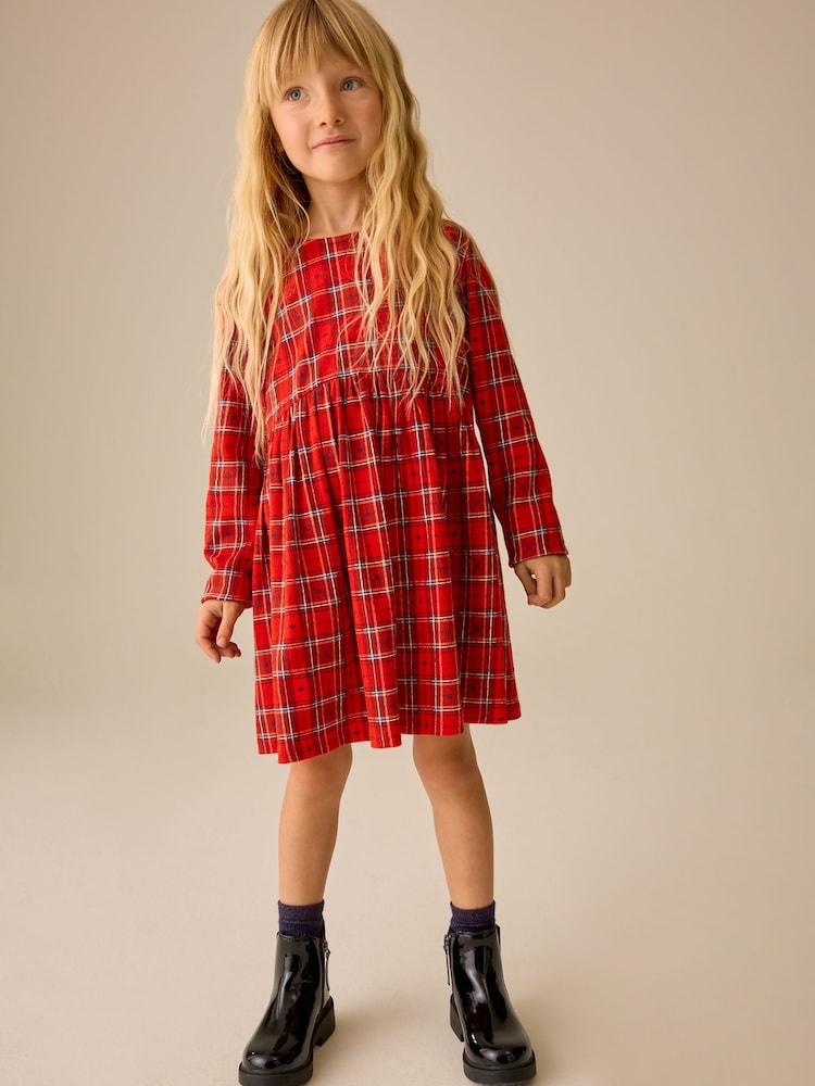 משבצות אדומות - Jersey Long Sleeve Dress (3-16yrs) - תמונה 2 מתוך 4 משבצות אדומות - Jersey Long Sleeve Dress (3-16yrs) - תמונה 2 מתוך 4