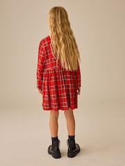 משבצות אדומות - Jersey Long Sleeve Dress (3-16yrs) - תמונה 3 מתוך 4