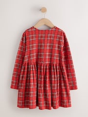 Red Check Jersey Long Sleeve Dress (3-16yrs) - Image 6 of 8