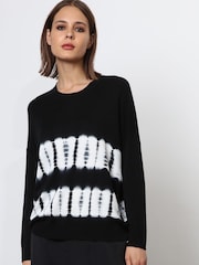 Religion Black Light Weight Fade Cotton Jumper in Hand Tie Dye - Image 1 of 6