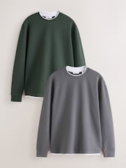 zelena/siva - Long Sleeve Textured Mock Neck T-Shirts 2 Pack - Slika 1 iz 11
