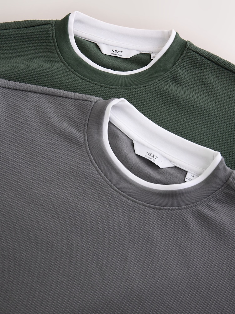 zelena/siva - Long Sleeve Textured Mock Neck T-Shirts 2 Pack - Slika 11 iz 11