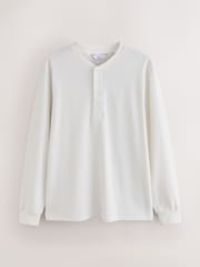 Ecru White Long Sleeve Waffle Henley T-Shirt - Image 5 of 7